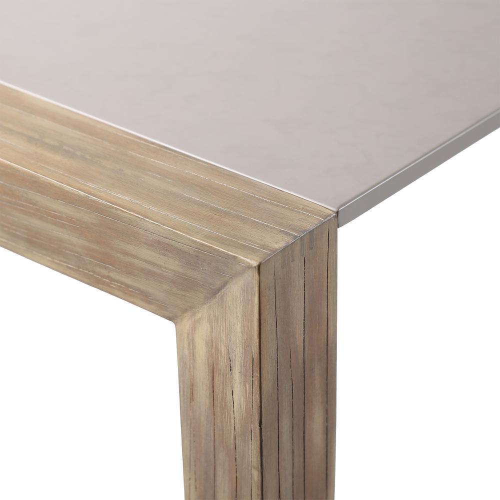 Fineline Indoor Outdoor 80" Rectangle Dining Table in Light Eucalyptus Wood and Super Stone. Picture 2