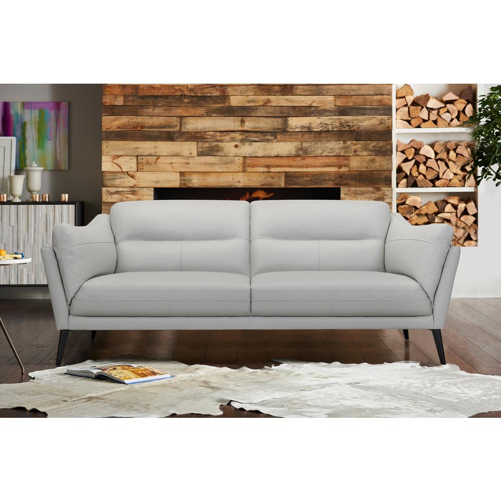 Franz 87" Modern Leather Sofa
, Dove Grey. Picture 2