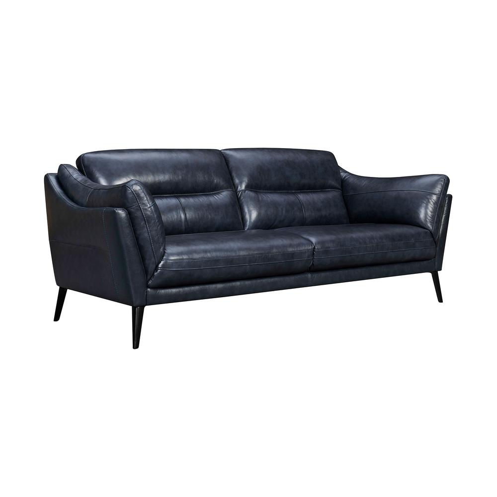 Franz 87" Modern Leather Sofa, Blue Midnight. The main picture.