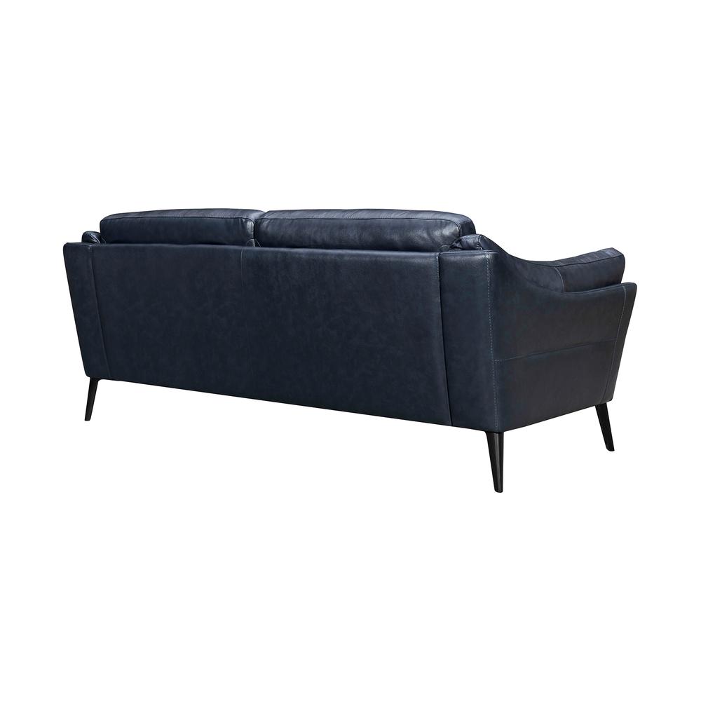 Franz 87" Modern Leather Sofa, Blue Midnight. Picture 3