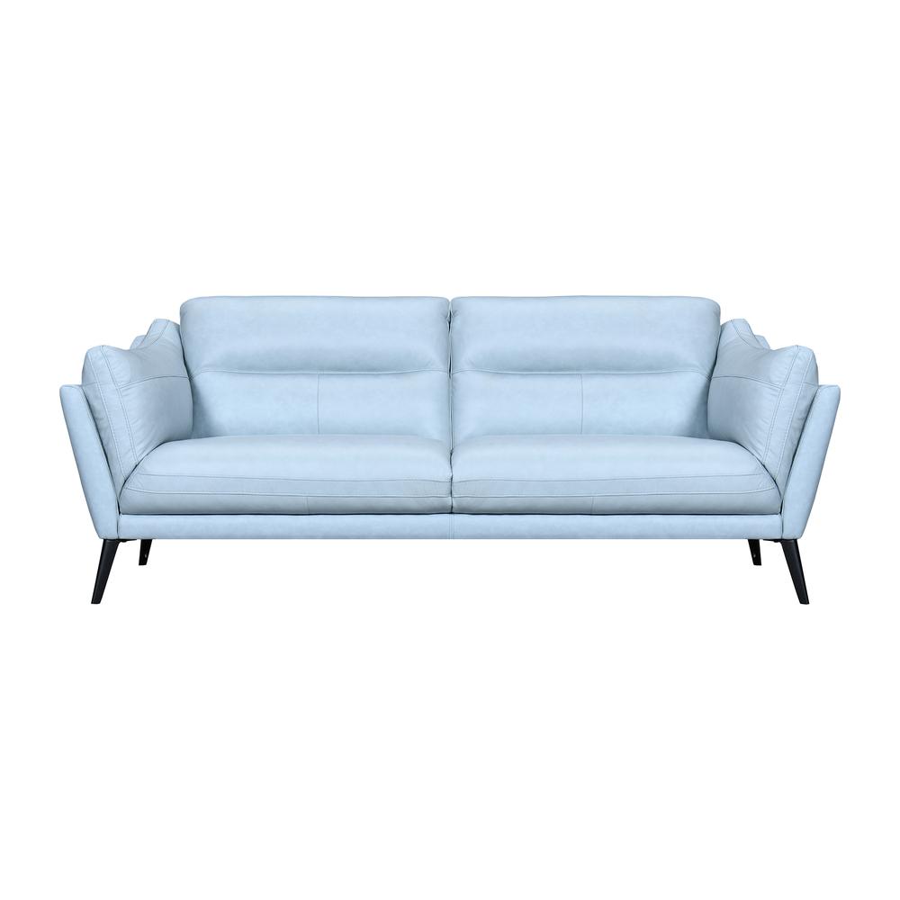 Franz Sky Blue Leather Sofa. Picture 1