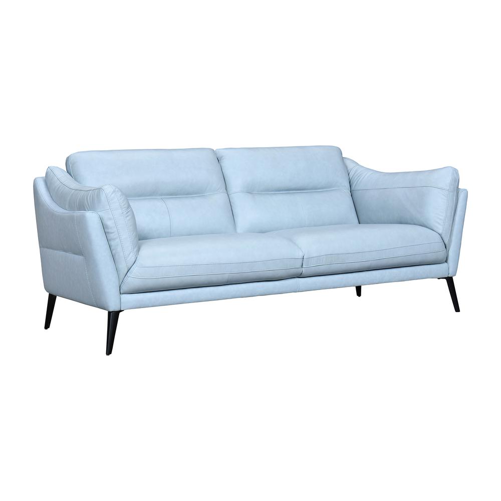 Franz Sky Blue Leather Sofa. Picture 2