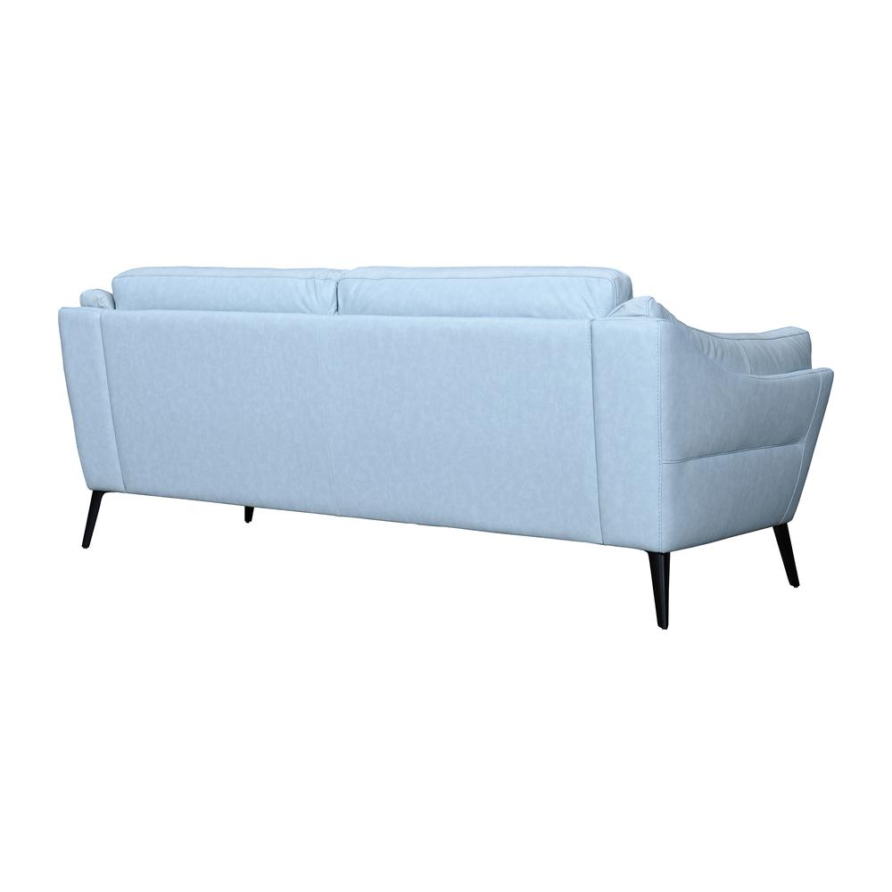 Franz Sky Blue Leather Sofa. Picture 3