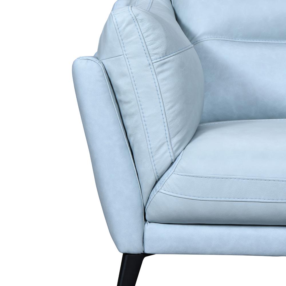Franz Sky Blue Leather Sofa. Picture 4