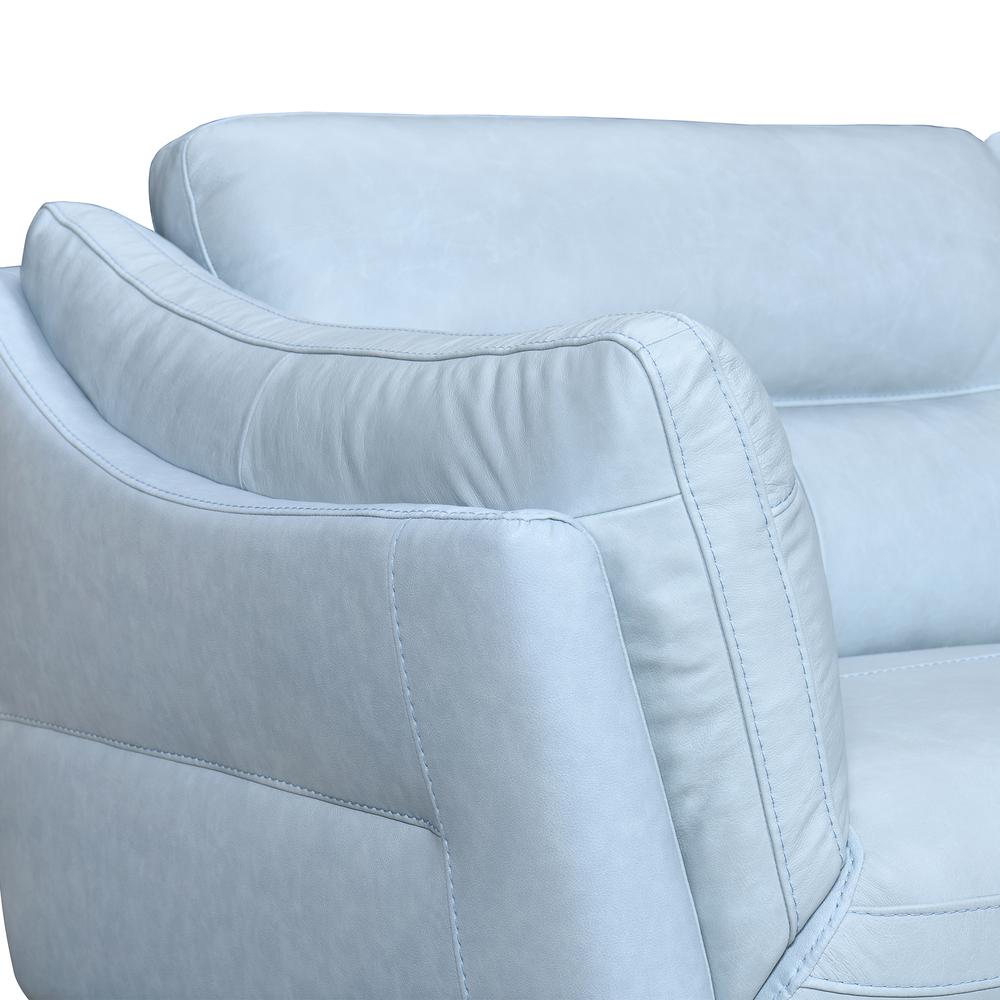 Franz Sky Blue Leather Sofa. Picture 5
