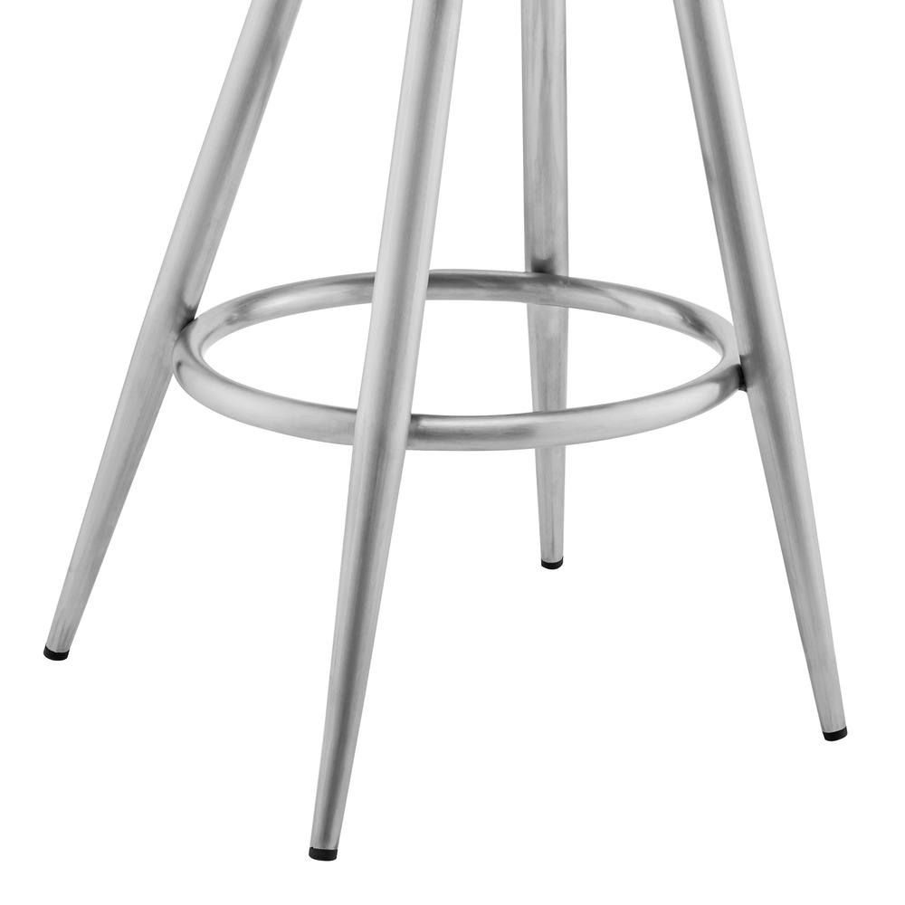 Gabriele 26" Gray Faux Leather and Brushed Stainless Steel Swivel Bar Stool. Picture 6