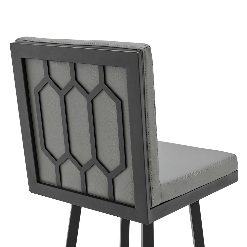 Gem 26" Swivel Modern Black Metal and Gray Faux Leather Bar and Counter Stool. Picture 5