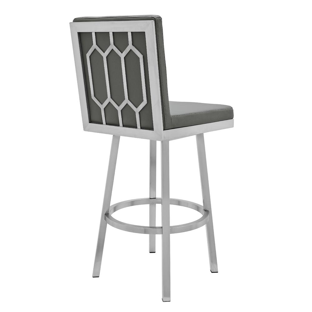 Gem 26" Swivel Modern Metal and Gray Faux Leather Bar and Counter Stool. Picture 3