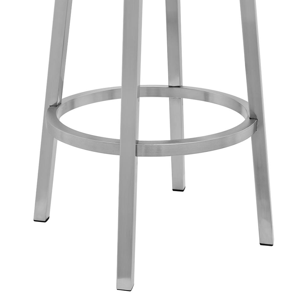 Gem 26" Swivel Modern Metal and Gray Faux Leather Bar and Counter Stool. Picture 6