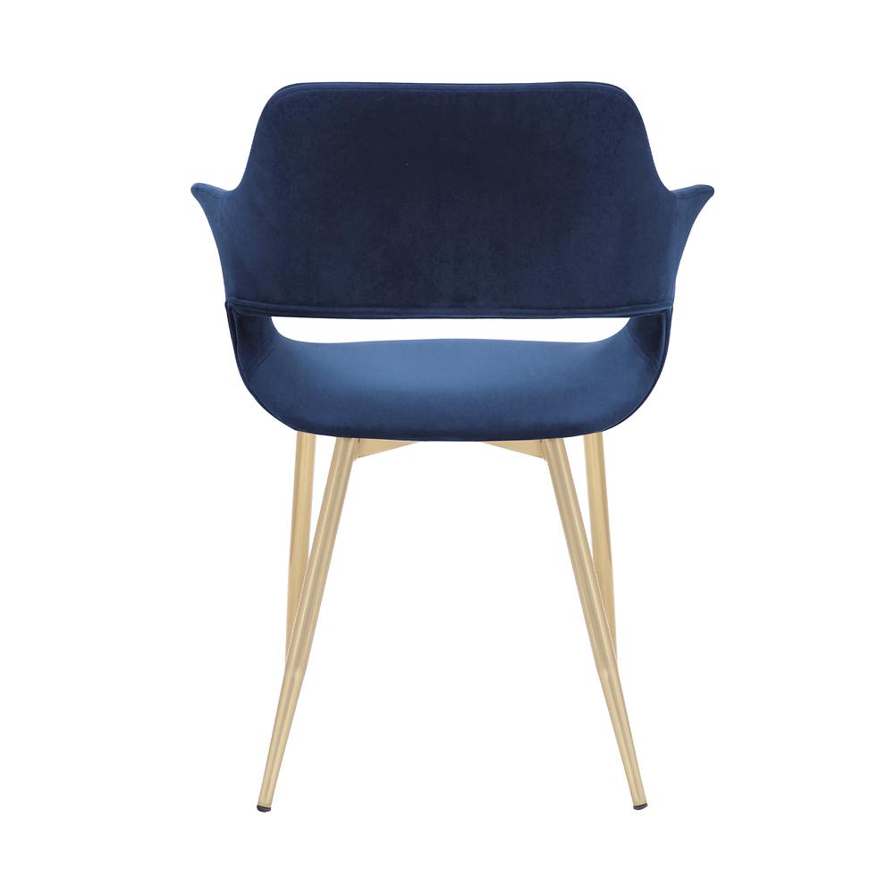 Gigi Blue Velvet Dining Room Chair with Gold Metal Legs. Picture 6