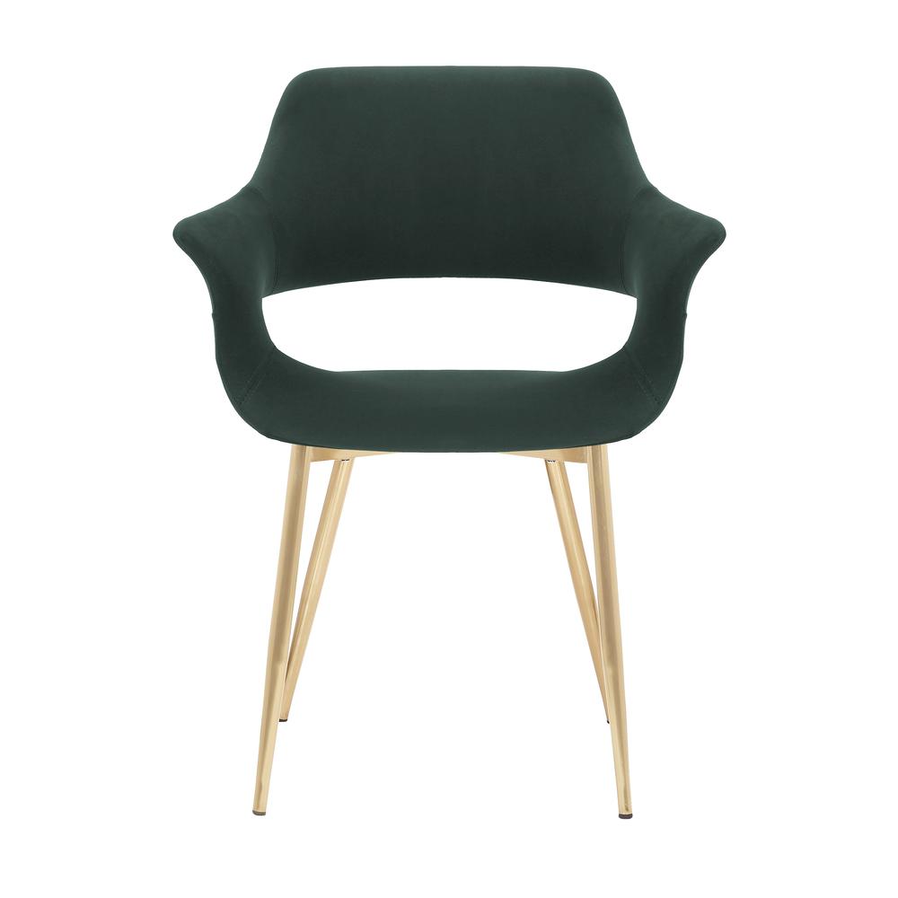 Gigi Green Velvet Dining Room Chair with Gold Metal Legs. Picture 3