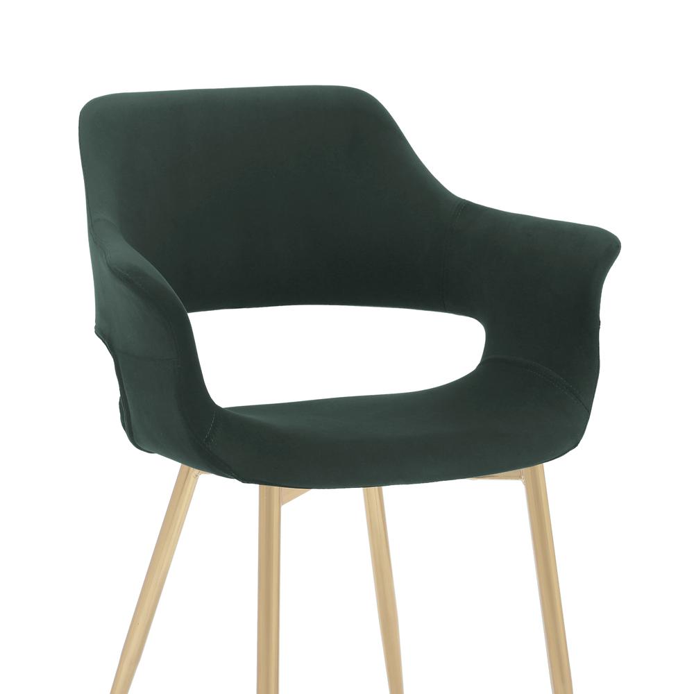 Gigi Green Velvet Dining Room Chair with Gold Metal Legs. Picture 7