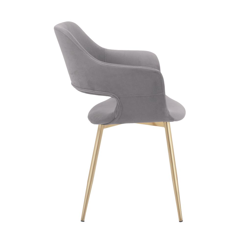 Gigi Grey Velvet Dining Room Chair with Gold Metal Legs. Picture 4