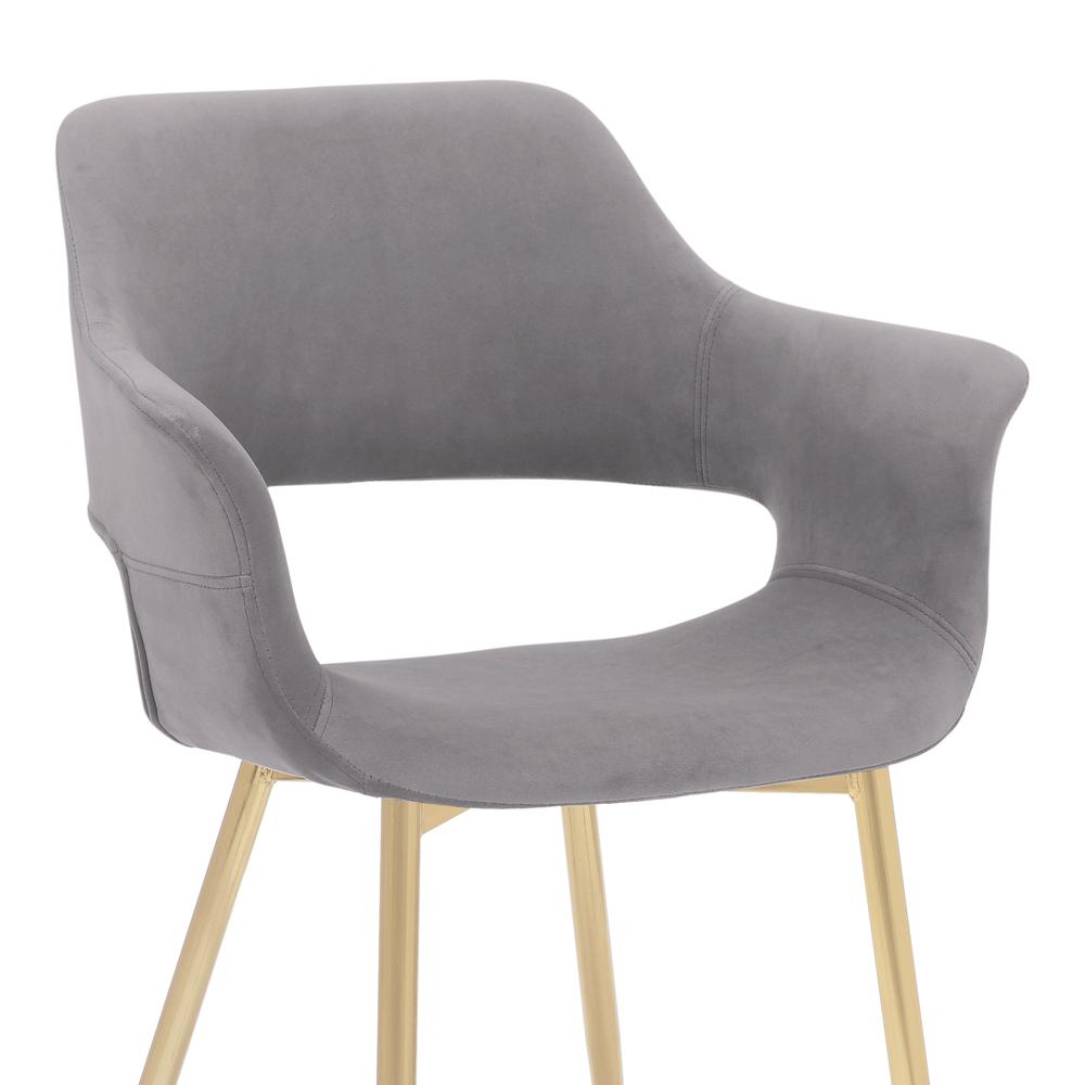 Gigi Grey Velvet Dining Room Chair with Gold Metal Legs. Picture 7