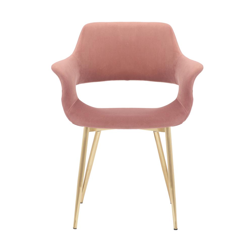 Gigi Pink Velvet Dining Room Chair with Gold Metal Legs. Picture 3