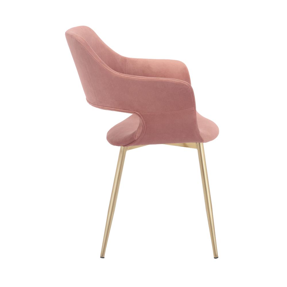 Gigi Pink Velvet Dining Room Chair with Gold Metal Legs. Picture 4