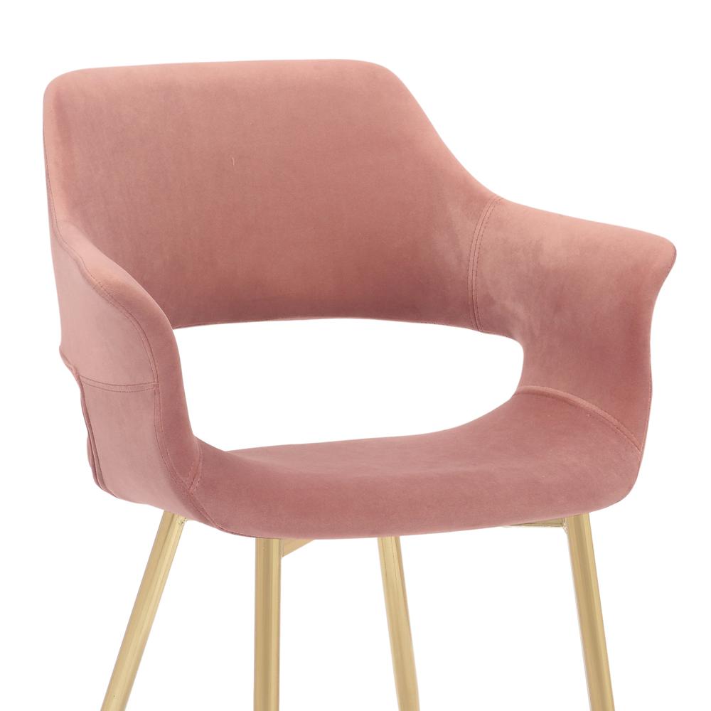Gigi Pink Velvet Dining Room Chair with Gold Metal Legs. Picture 7