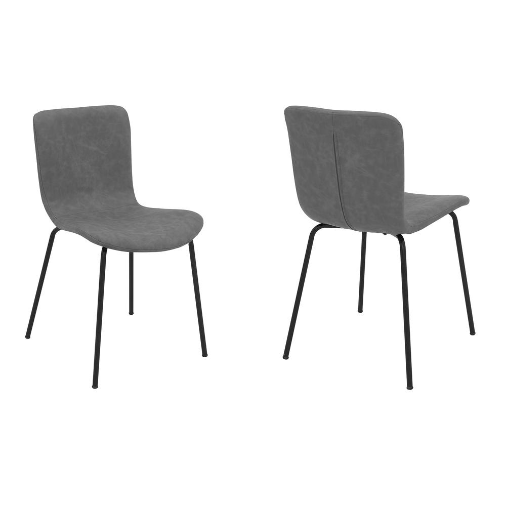 Gillian Modern Light Grey Fabric and Metal Dining Room Chairs - Set of 2. Picture 1