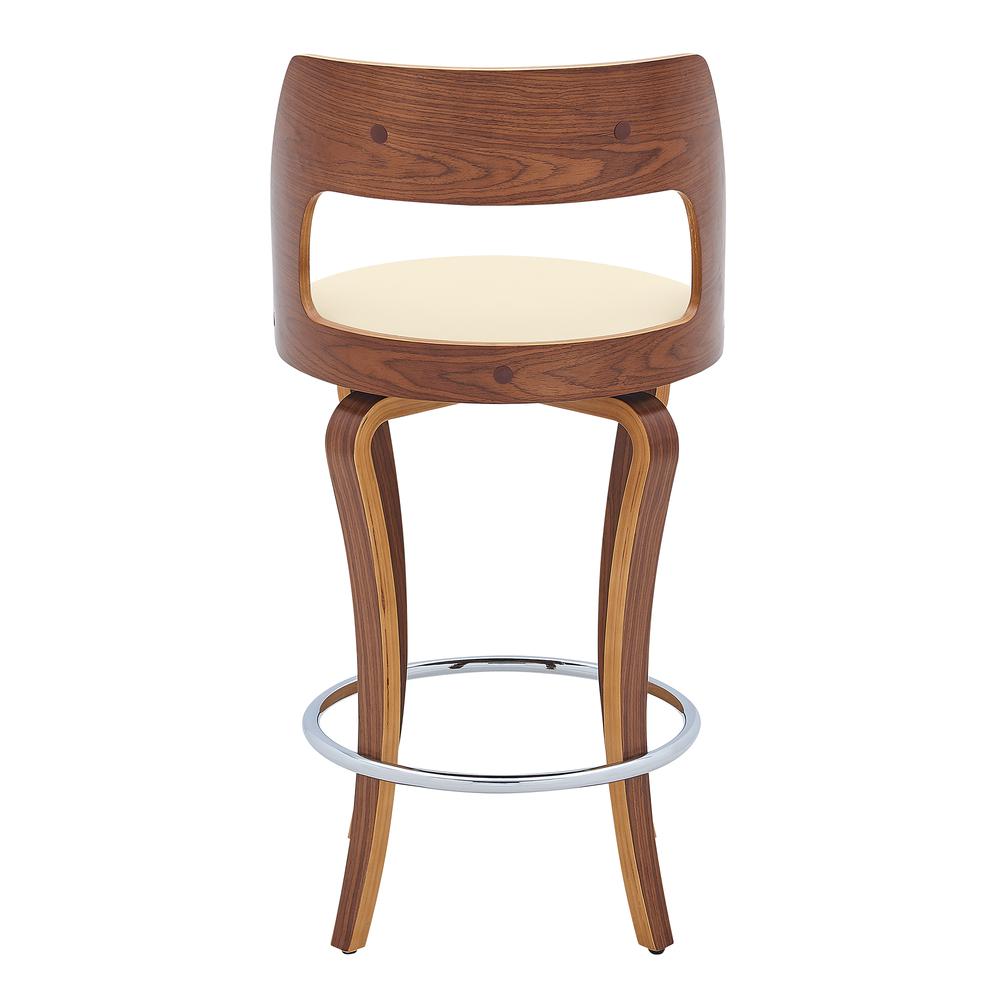 Grady 26" Swivel Cream Faux Leather and Walnut Wood Bar Stool. Picture 5