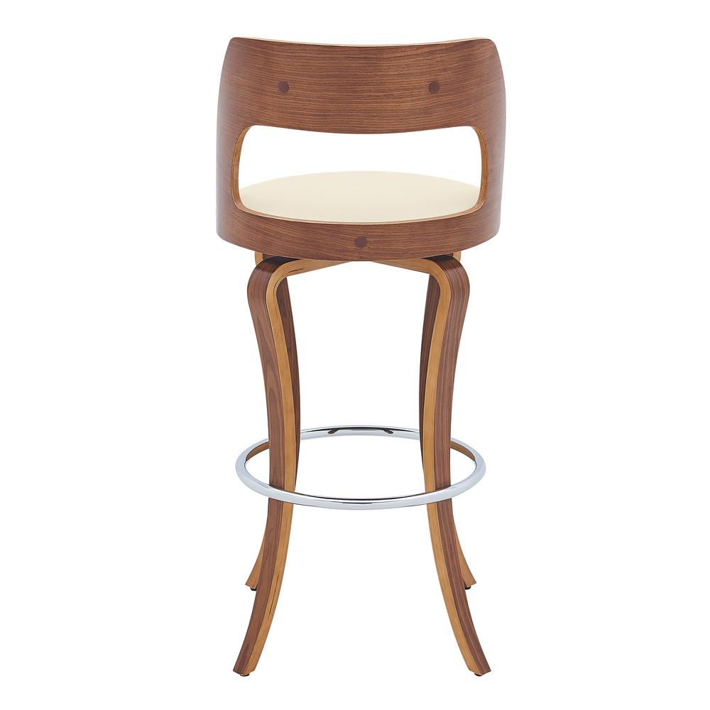 Grady 30" Swivel Cream Faux Leather and Walnut Wood Bar Stool. Picture 5