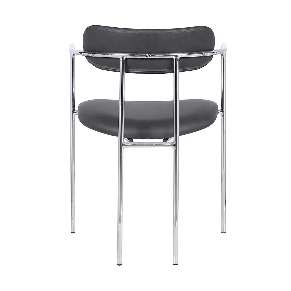 Gwen Contemporary Dining Chair in Chrome Finish with Grey Faux Leather - Set of 2. Picture 5