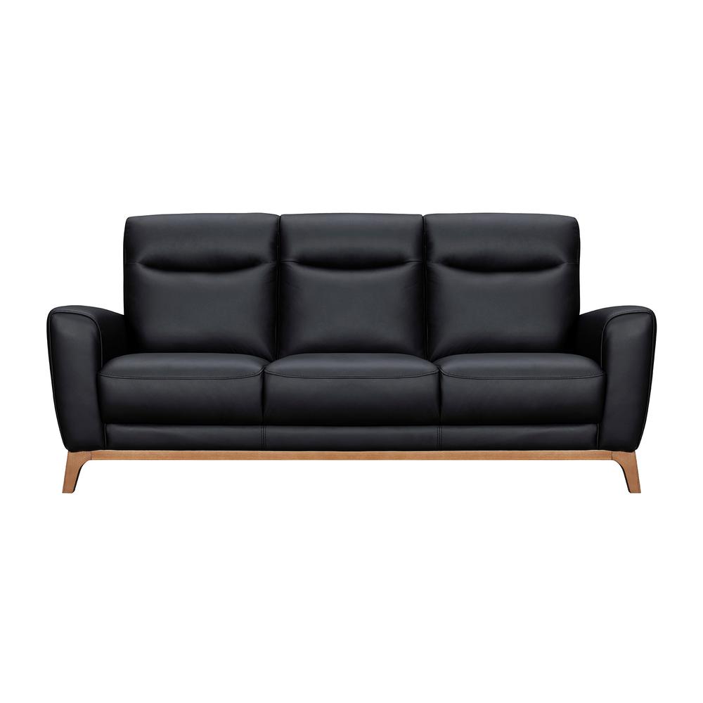 Greyson 83" Black Leather Sofa. Picture 1