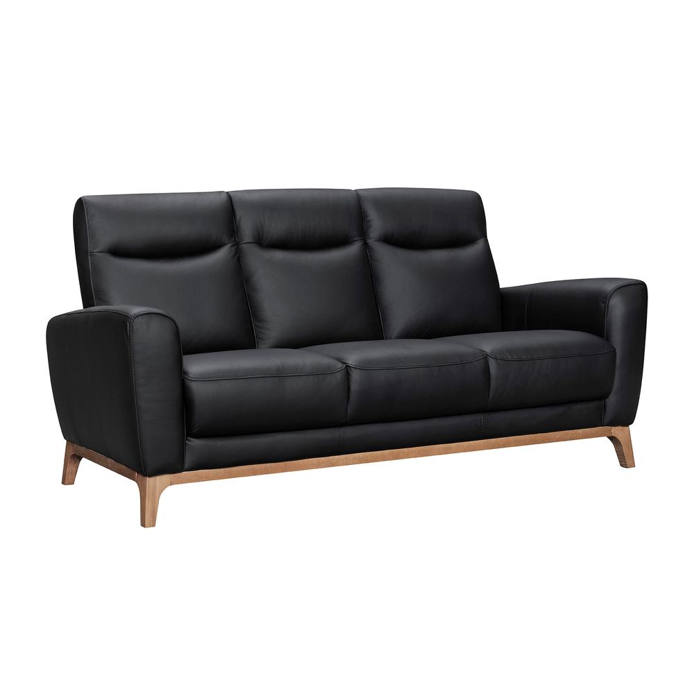 Greyson 83" Black Leather Sofa. Picture 2