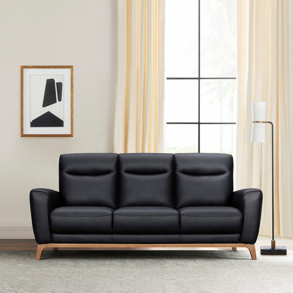 Greyson 83" Black Leather Sofa. Picture 9