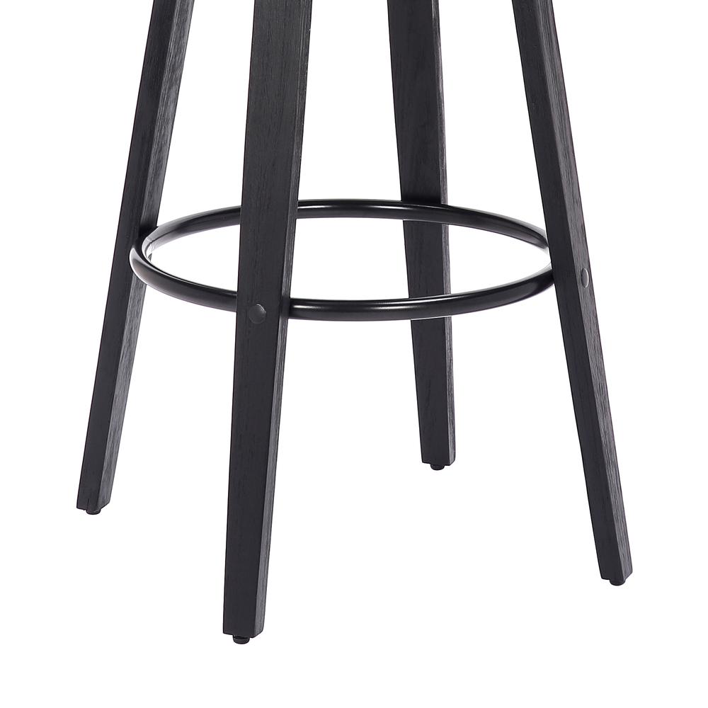 Harbor 26" Counter Height Backless Swivel Grey Faux Leather and Black Wood Mid-Century Modern Bar Stool. Picture 5