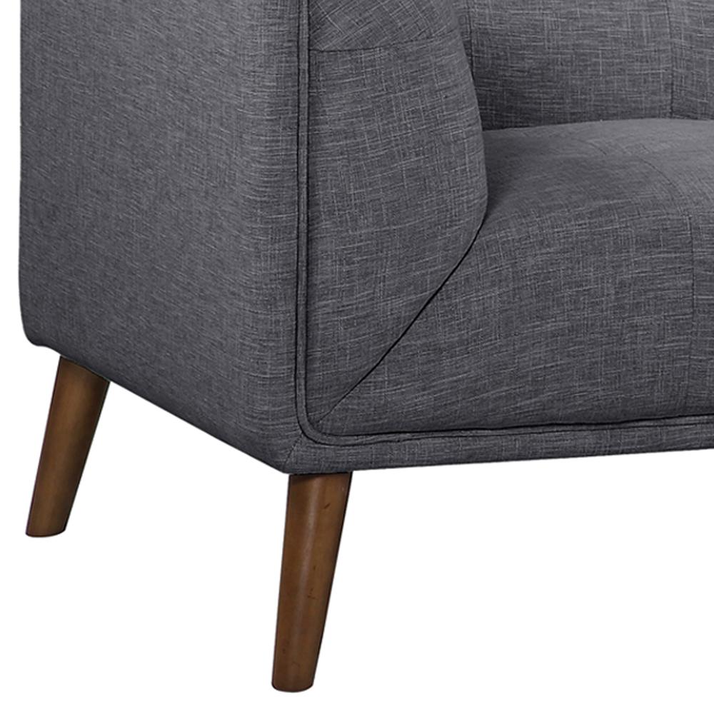 Armen Living Hudson Mid-Century Button-Tufted Sofa in Dark Gray Linen and Walnut Legs. Picture 5