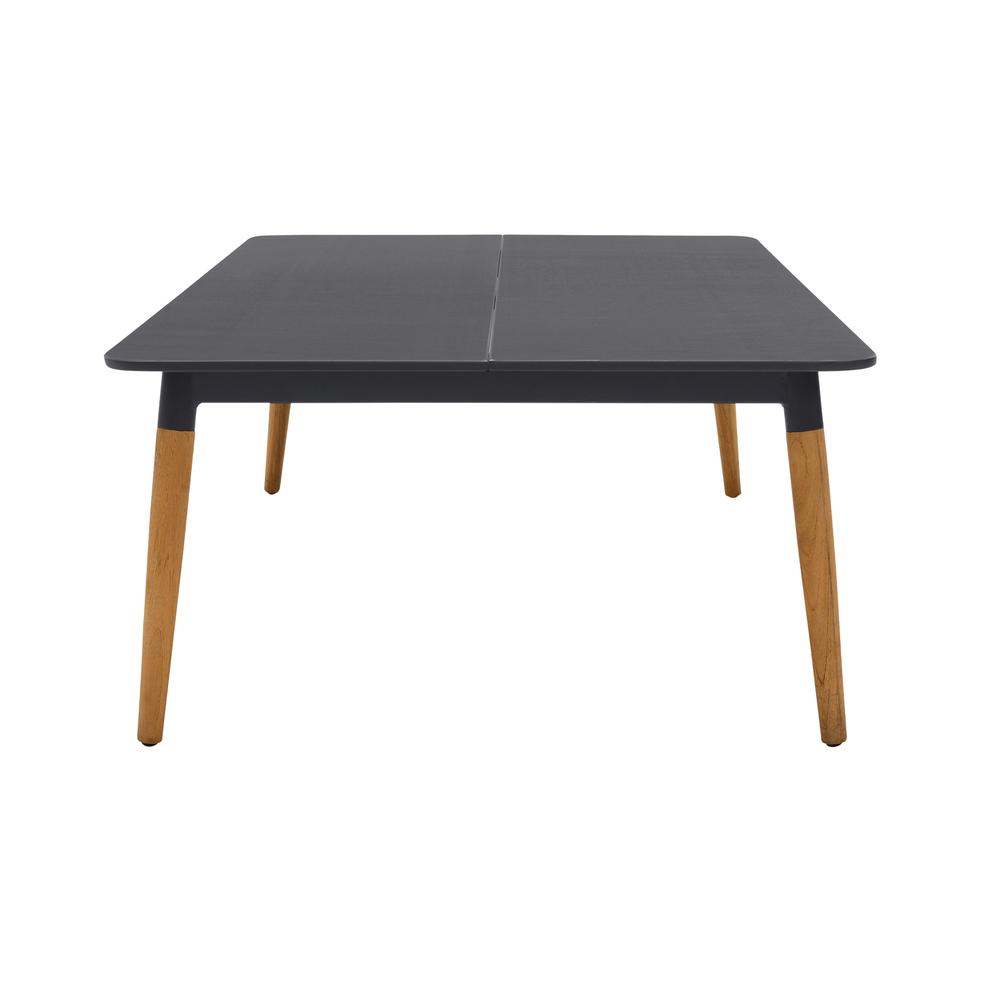 Ipanema Outdoor Dark Grey Rectangular Coffee Table with Teak Legs. Picture 2