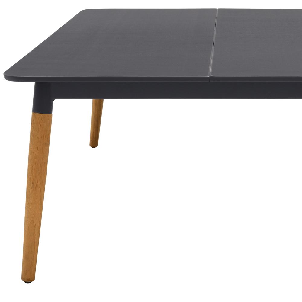 Ipanema Outdoor Dark Grey Rectangular Coffee Table with Teak Legs. Picture 4