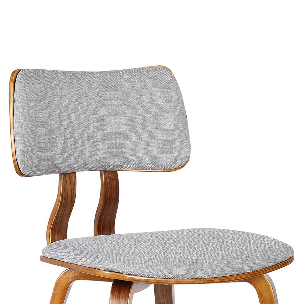 Armen Living Jaguar Mid-Century Dining Chair in Walnut Wood and Gray Fabric. Picture 5