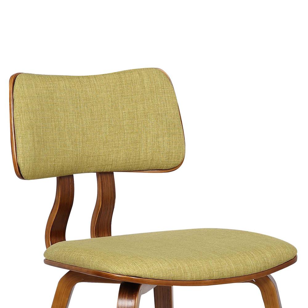 Armen Living Jaguar Mid-Century Dining Chair in Walnut Wood and Green Fabric. Picture 5