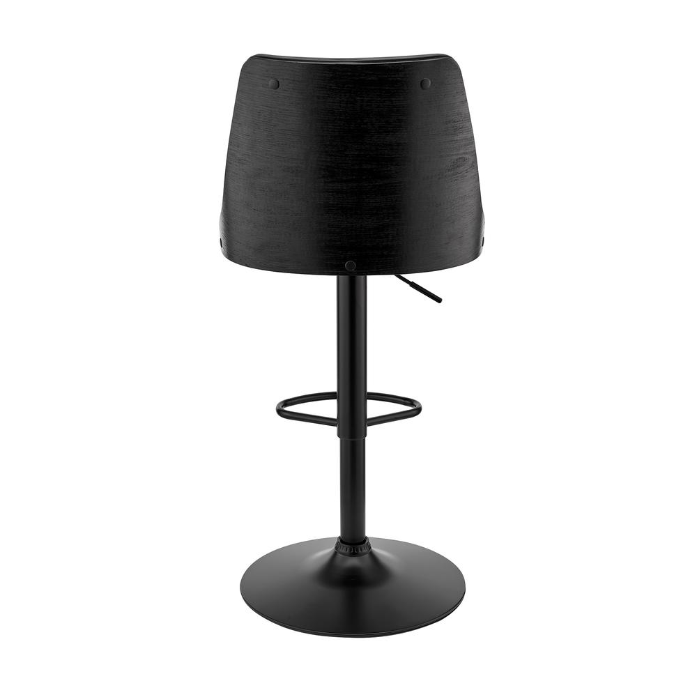 Jacob Adjustable Swivel Grey Faux Leather and Black Wood Bar Stool with Black Base. Picture 5