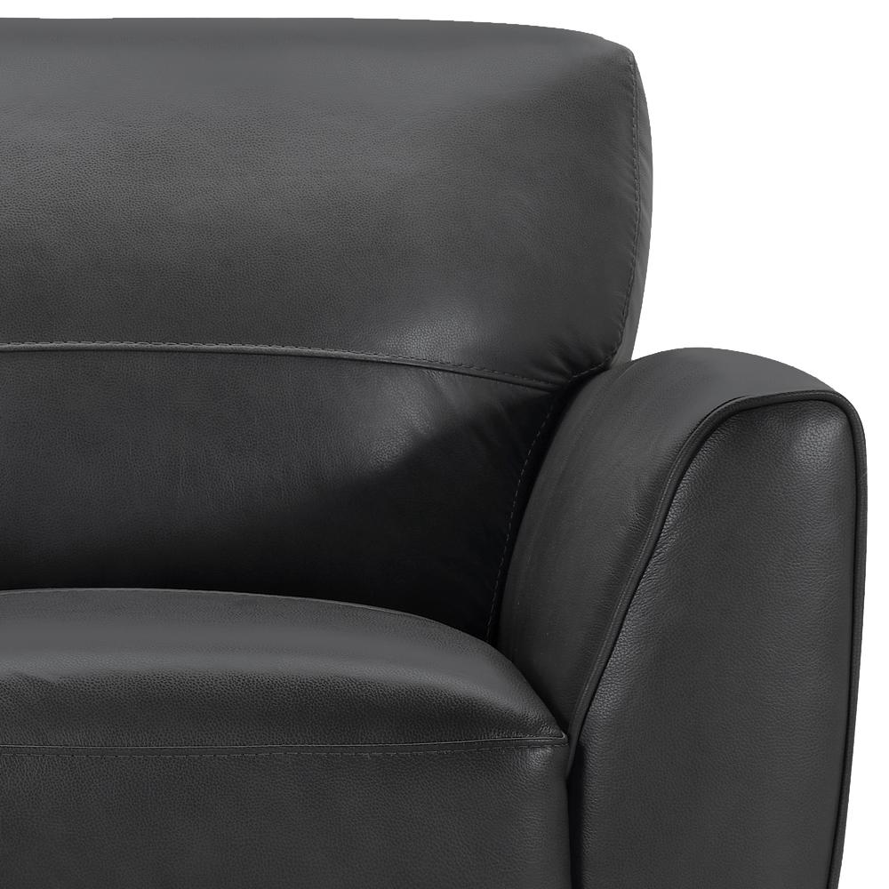 Armen Living Jedd Contemporary Chair in Genuine Black Leather with Brown Wood Legs. Picture 4