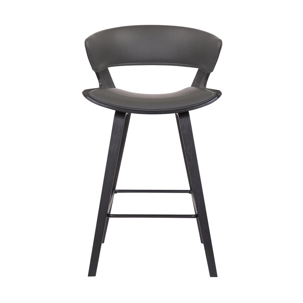 Jagger Modern 26" Wood and Faux Leather Counter Height Bar Stool, BLACK. Picture 1