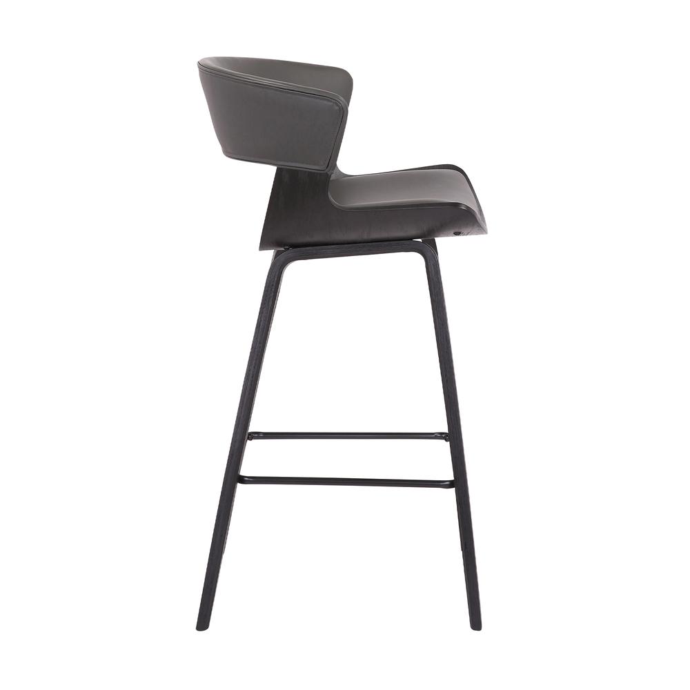 Jagger Modern 26" Wood and Faux Leather Counter Height Bar Stool, BLACK. Picture 2