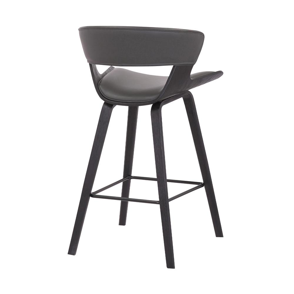 Jagger Modern 26" Wood and Faux Leather Counter Height Bar Stool, BLACK. Picture 3