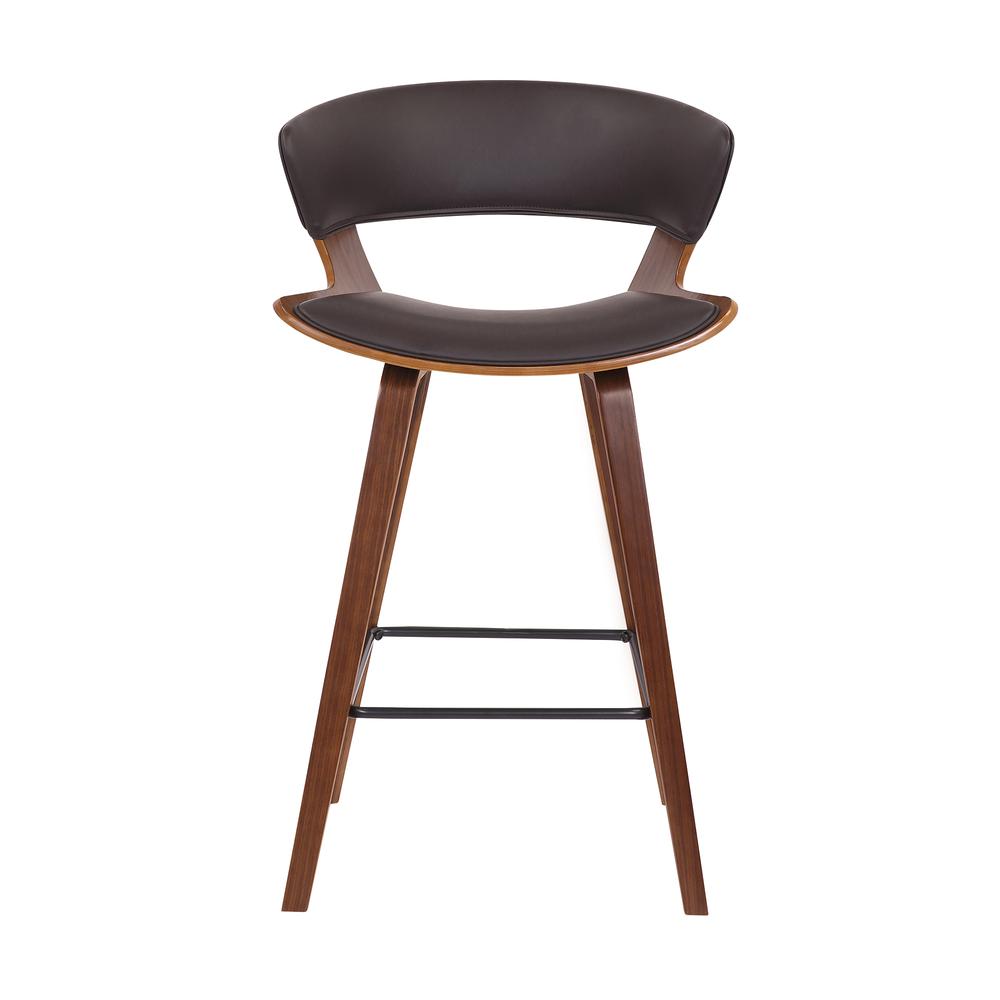Jagger Modern 26" Wood and Faux Leather Counter Height Bar Stool in WALNUT. Picture 1