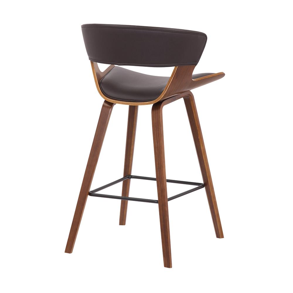 Jagger Modern 26" Wood and Faux Leather Counter Height Bar Stool in WALNUT. Picture 3
