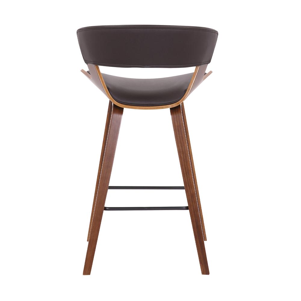 Jagger Modern 26" Wood and Faux Leather Counter Height Bar Stool in WALNUT. Picture 4