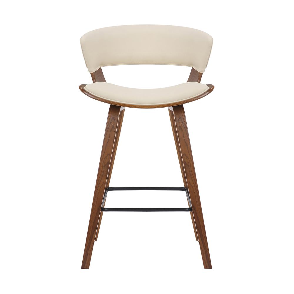 Jagger Modern 26" Wood and Faux Leather Counter Height Bar Stool, WALNUT. Picture 1