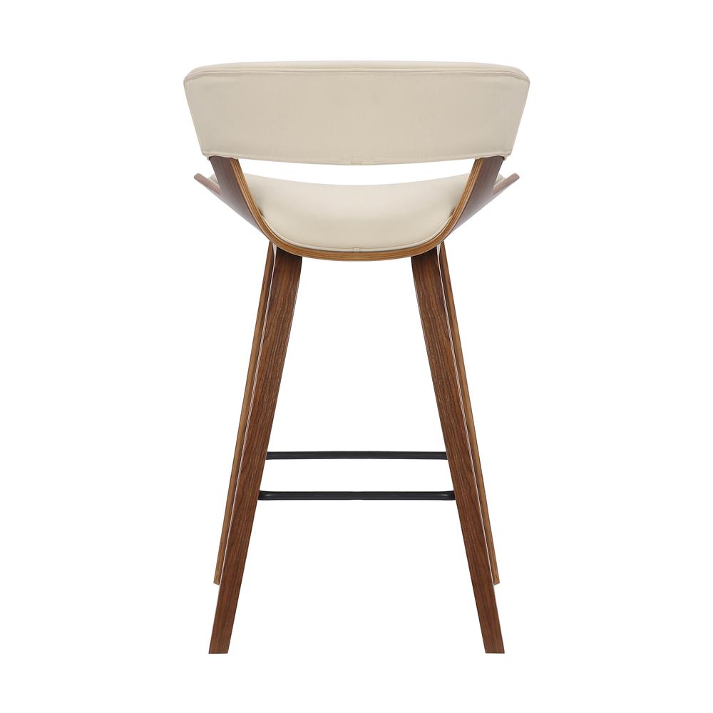 Jagger Modern 26" Wood and Faux Leather Counter Height Bar Stool, WALNUT. Picture 4