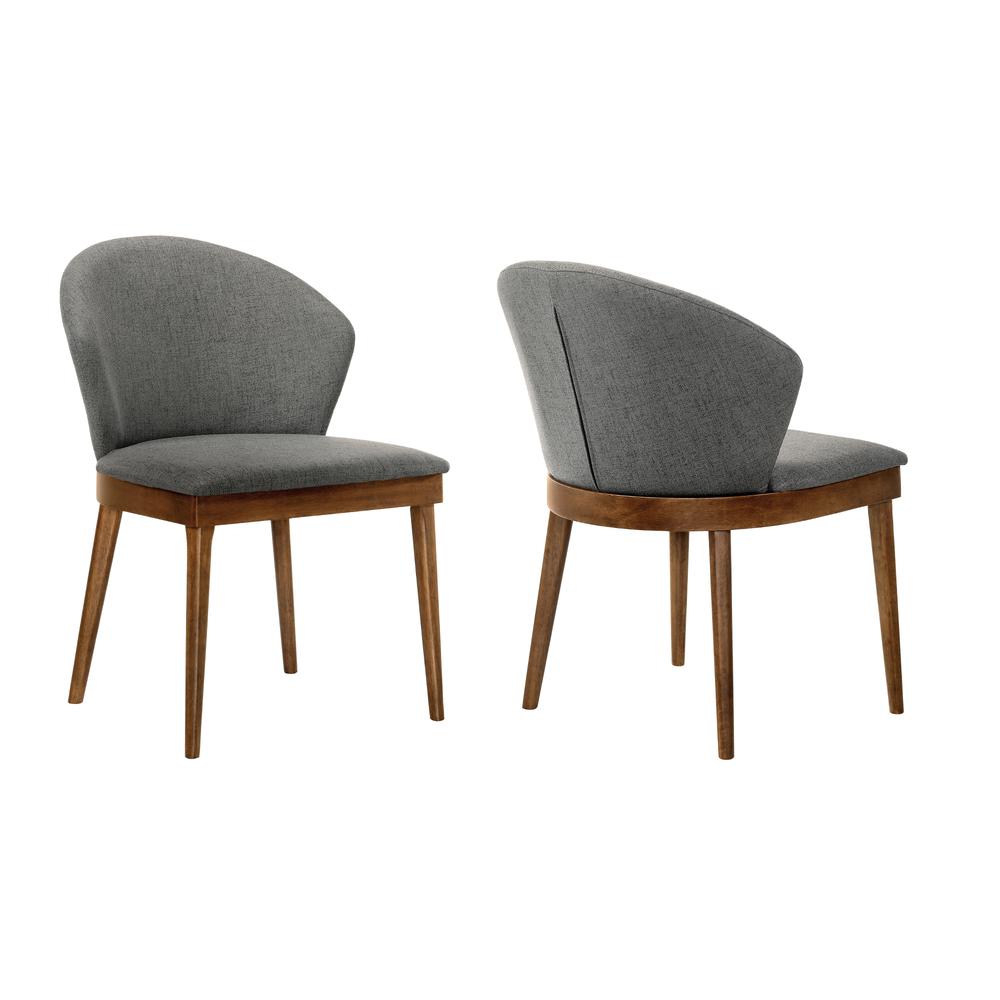 Juno Charcoal Fabric and Walnut Wood Dining Side Chairs - Set of 2. Picture 1