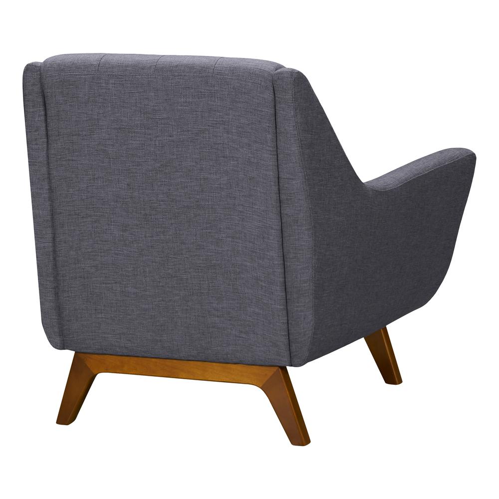 Janson Mid-Century Sofa Chair in Champagne Wood Finish and Dark Grey Fabric. Picture 3