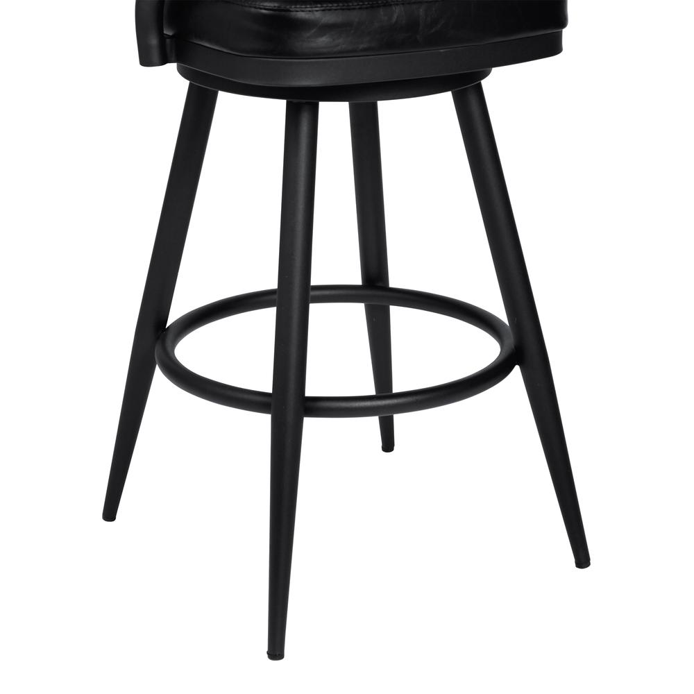 Justin 26" Counter Height Barstool in a Black Powder Coated Finish and Vintage Black Faux Leather. Picture 5