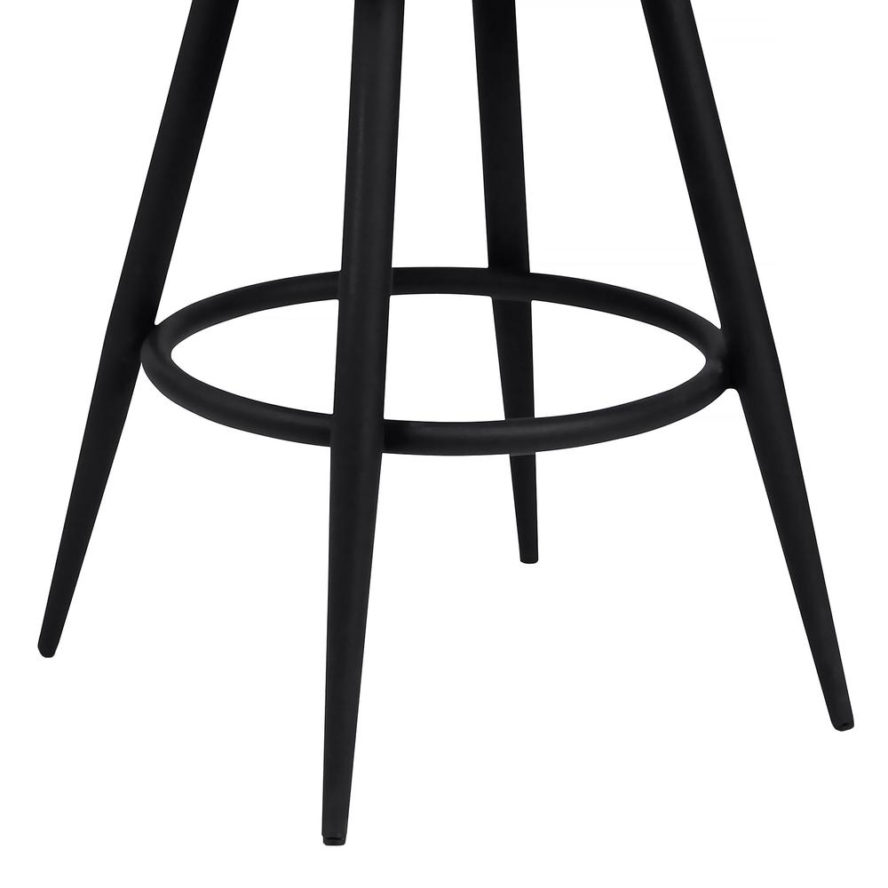 Justin 26" Counter Height Barstool in a Black Powder Coated Finish and Vintage Grey Faux Leather. Picture 5