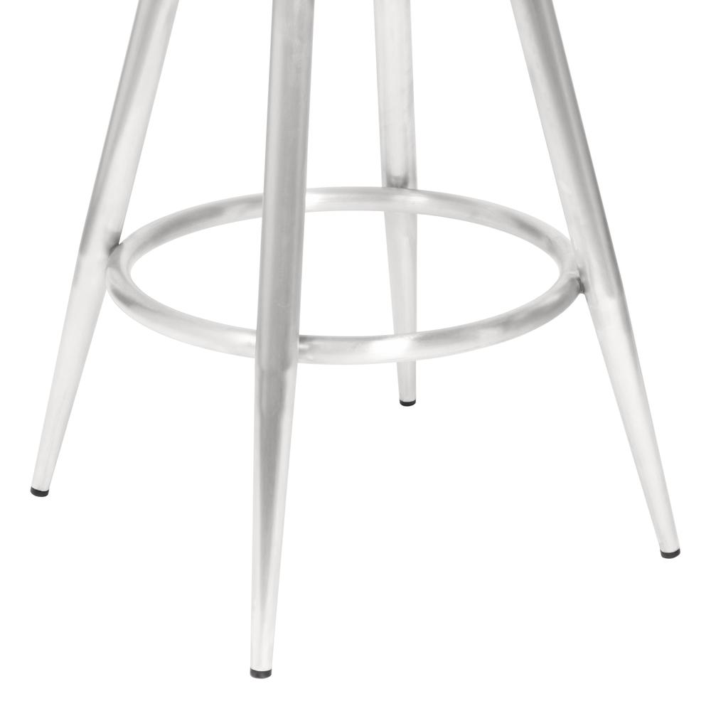 Justin 26" Counter Height Barstool in Brushed Stainless Steel and Vintage Black Faux Leather. Picture 5
