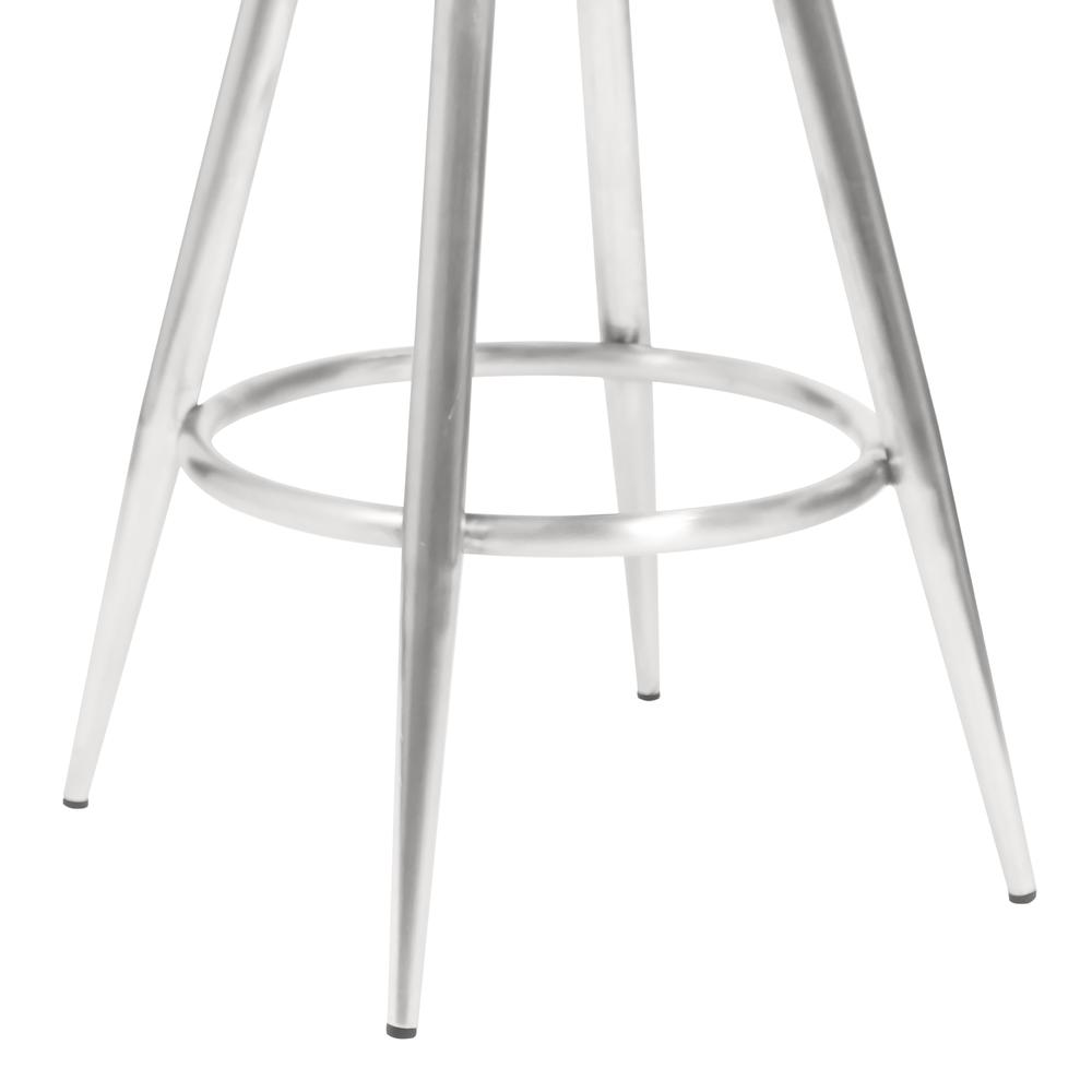 30" Bar Height Barstool in Brushed Stainless Steel - Vintage Grey Faux Leather. Picture 5